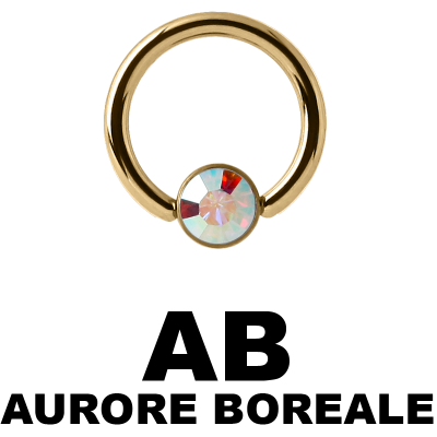 Zircon Steel Ball Closure Ring with Flat Jewelled Disc Orecchio