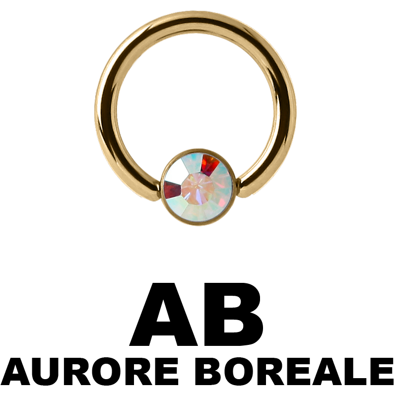 Zircon Steel Ball Closure Ring with Flat Jewelled Disc Orecchio