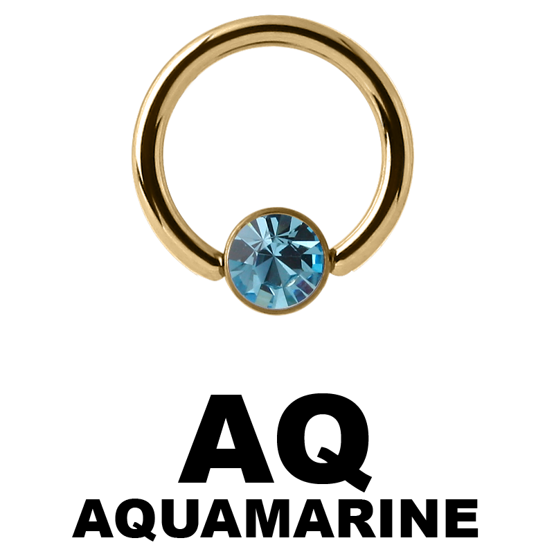 Zircon Steel Ball Closure Ring with Flat Jewelled Disc Orecchio