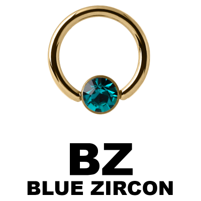 Zircon Steel Ball Closure Ring with Flat Jewelled Disc Orecchio