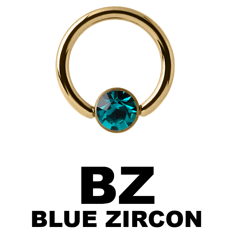 Zircon Steel Ball Closure Ring with Flat Jewelled Disc Orecchio