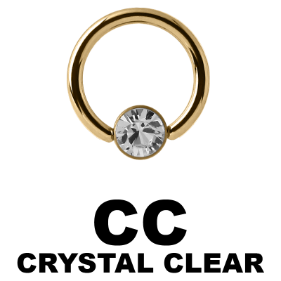 Zircon Steel Ball Closure Ring with Flat Jewelled Disc Orecchio