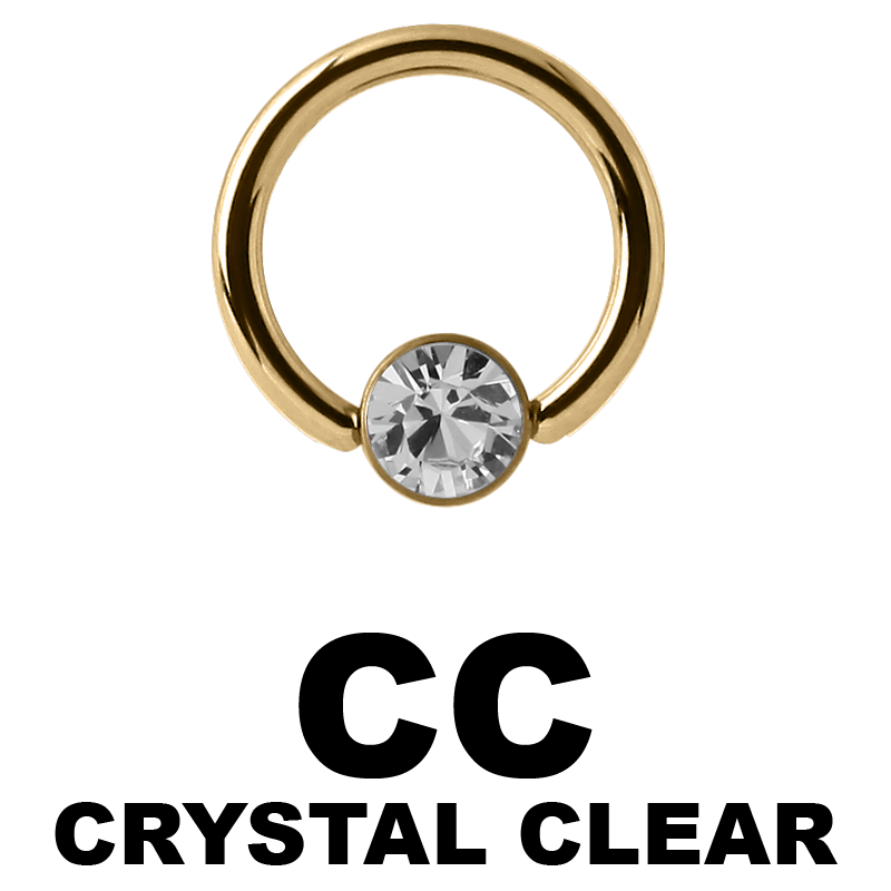 Zircon Steel Ball Closure Ring with Flat Jewelled Disc Orecchio