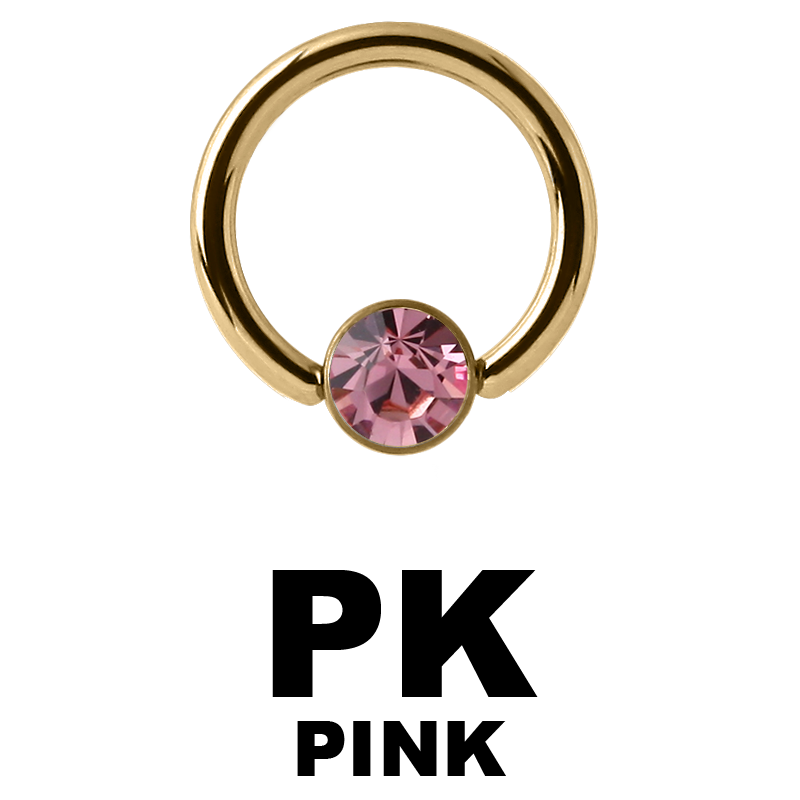 Zircon Steel Ball Closure Ring with Flat Jewelled Disc Orecchio