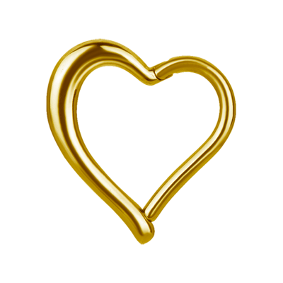 Gold Steel Hinged Segment Ring Heart Shape Orecchio