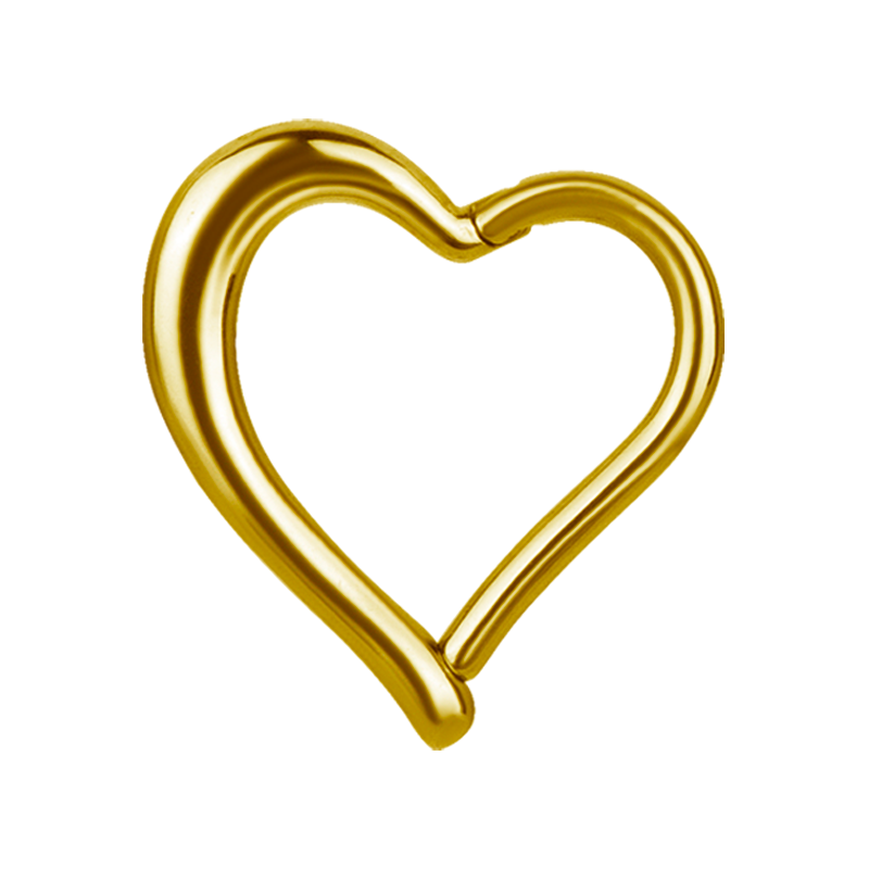 Gold Steel Hinged Segment Ring Heart Shape Orecchio