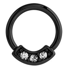 Surgical Steel Black Pvd Round Jeweled Ball Closure Ring