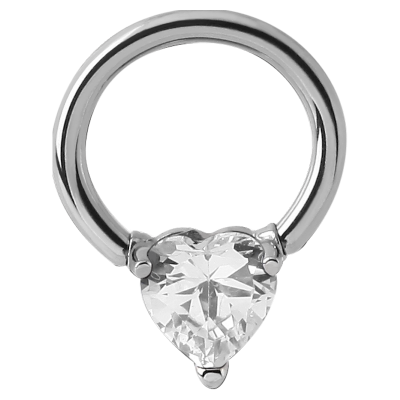 Surgical Steel Prong Set Hear Jewel Closure Ring Orecchio