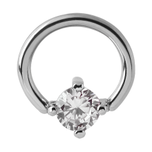 Surgical Steel Prong Set Jewel Closure Ring