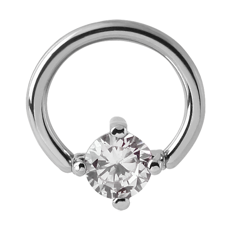 Surgical Steel Prong Set Jewel Closure Ring Orecchio