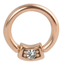 Surgical Steel Rose Gold Pvd Round Jeweled Ball Closure Ring