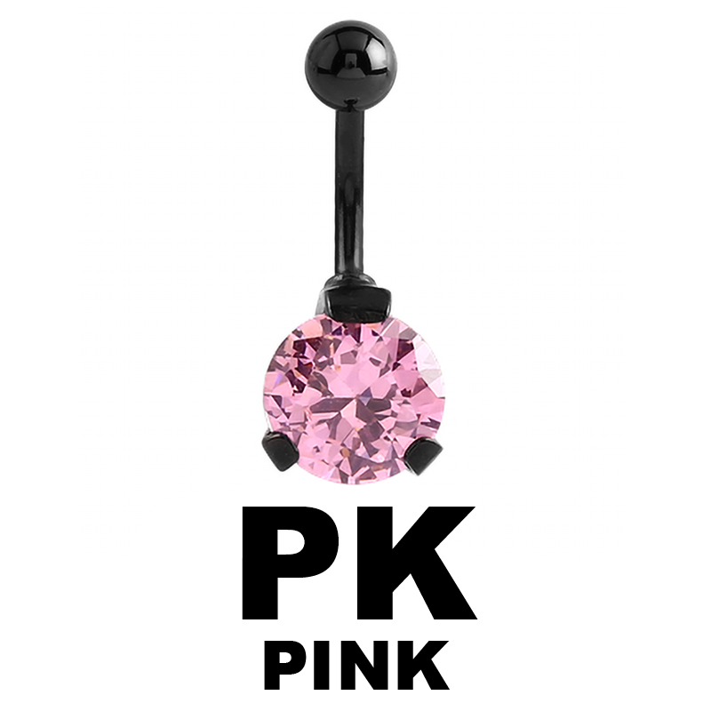 Black Steel Bananabell with 10mm Round Cubic Zirconia Prong Set Ombelico