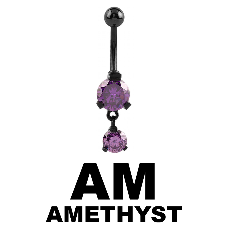 Black Steel Bananabell with 8 and 5mm Round Cubic Zirconia Prong Set Pendent Ombelico