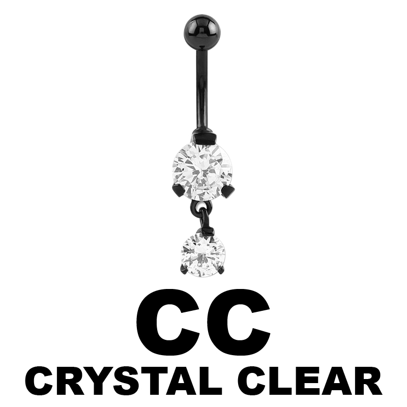 Black Steel Bananabell with 8 and 5mm Round Cubic Zirconia Prong Set Pendent Ombelico