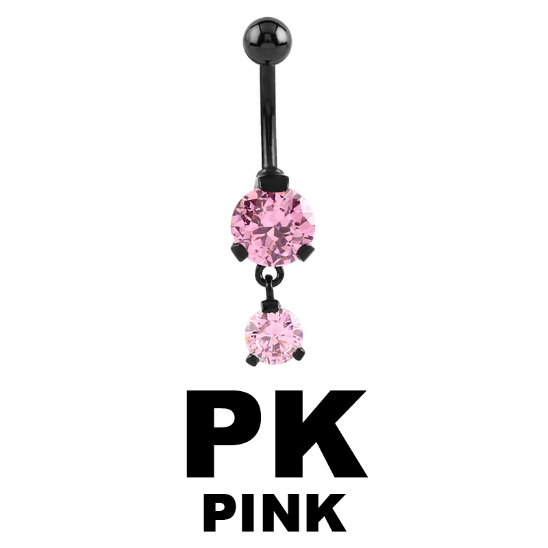 Black Steel Bananabell with 8 and 5mm Round Cubic Zirconia Prong Set Pendent Ombelico