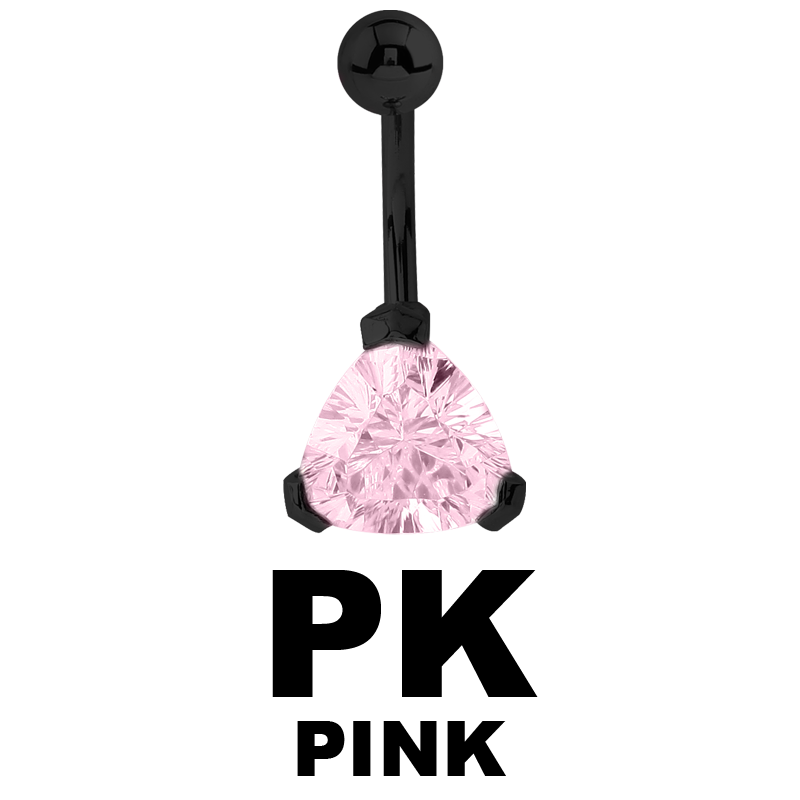 Black Steel Bananabell with 10mm Triangle Cubic Zirconia Prong Set Ombelico