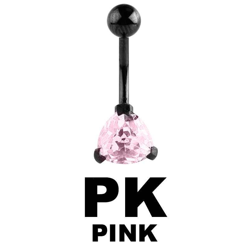 Black Steel Bananabell with 8mm Triangle Cubic Zirconia Prong Set Ombelico