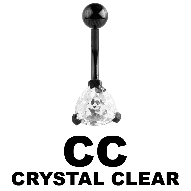Black Steel Bananabell with 8mm Triangle Cubic Zirconia Prong Set Ombelico