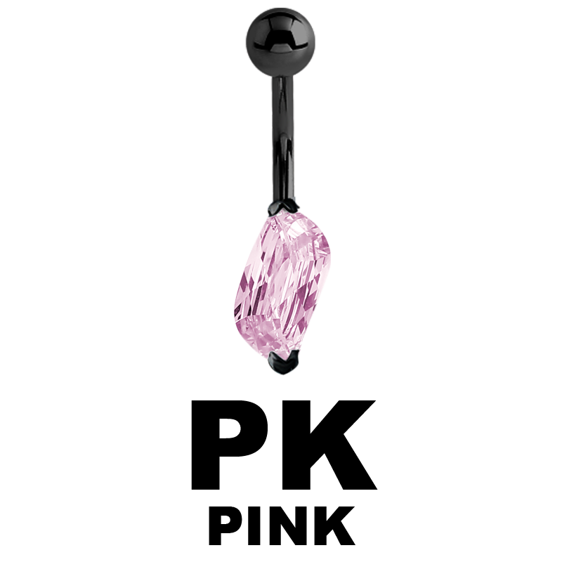 Black Steel Bananabell with Leaf Cubic Zirconia Prong Set Ombelico