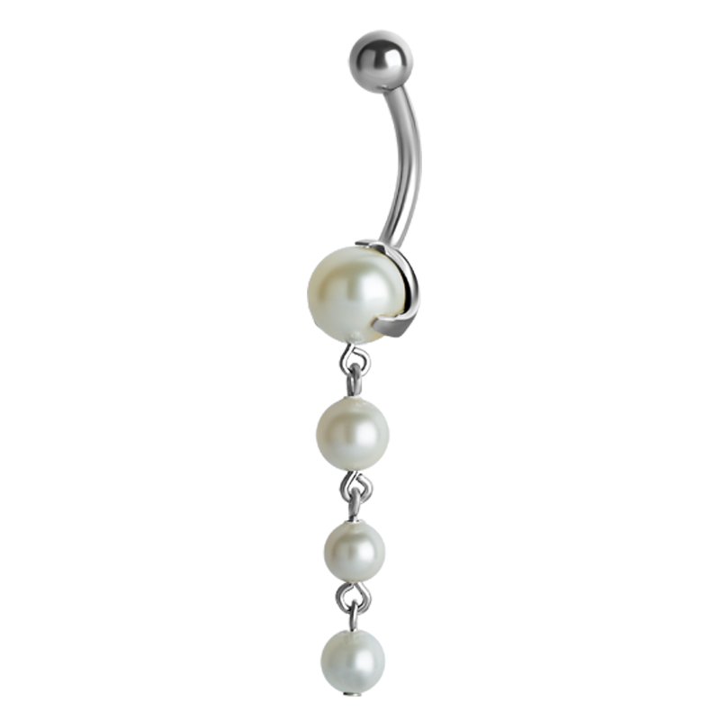 Surgical Steel Bananabell with 8.0/6.0/5.0/4.0mm Swarovski Pearl Prong Set Ombelico