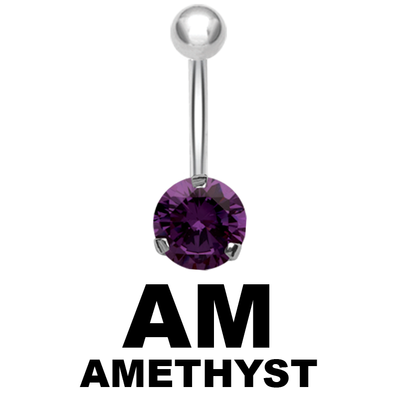 Steel Bananabell with 10mm Round Cubic Zirconia Navel