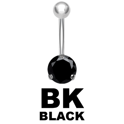 Steel Bananabell with 10mm Round Cubic Zirconia Navel