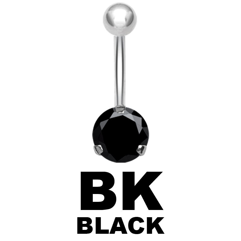 Steel Bananabell with 10mm Round Cubic Zirconia Navel