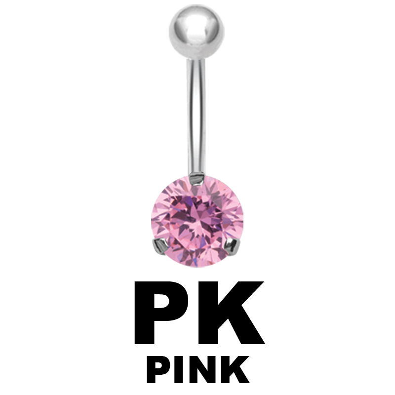 Steel Bananabell with 10mm Round Cubic Zirconia Navel