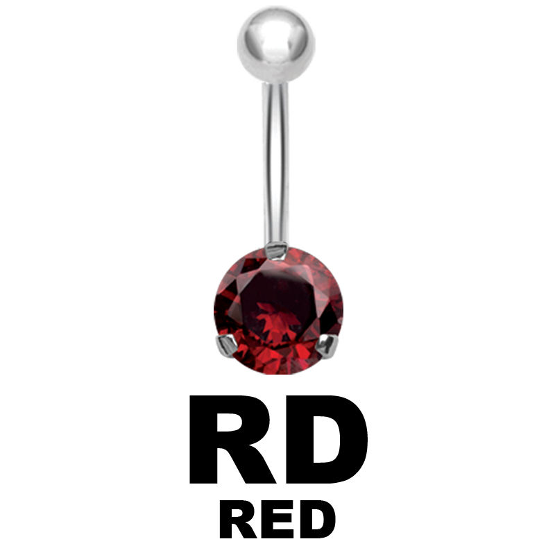 Steel Bananabell with 10mm Round Cubic Zirconia Navel