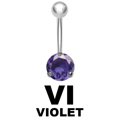 Steel Bananabell with 4.0mm Round Cubic Zirconia Navel
