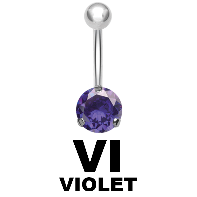 Steel Bananabell with 10mm Round Cubic Zirconia Navel