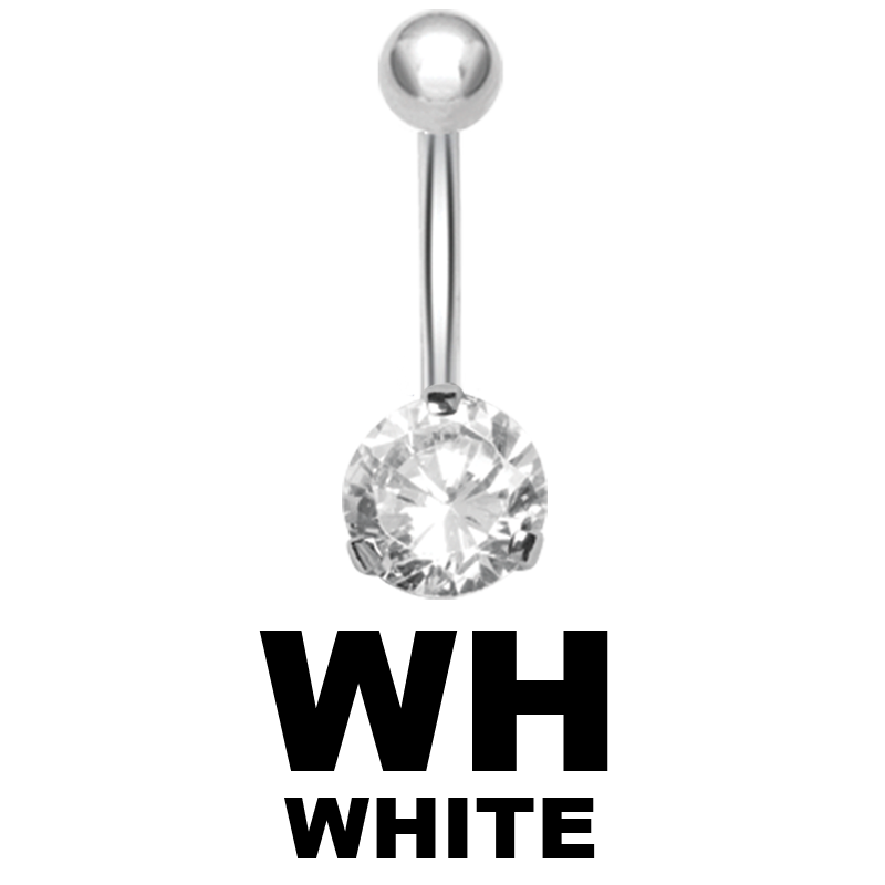 Steel Bananabell with 10mm Round Cubic Zirconia Navel
