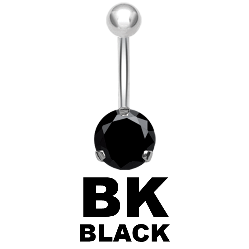 Steel Bananabell with 5.0mm Round Cubic Zirconia Ombelico