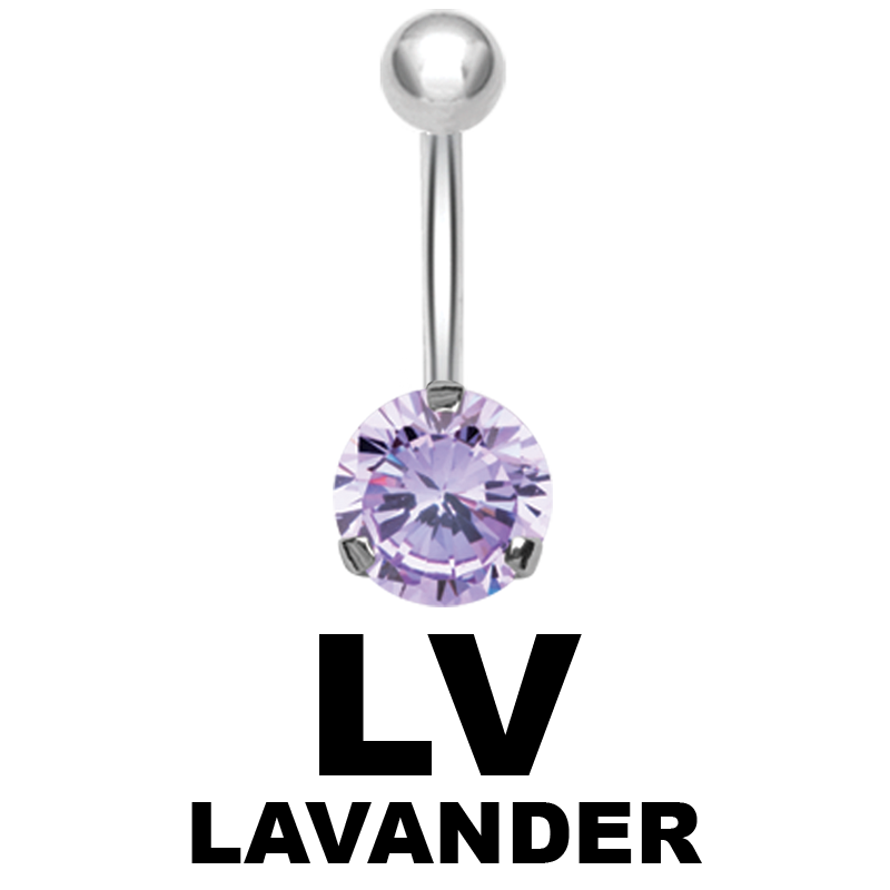 Steel Bananabell with 5.0mm Round Cubic Zirconia Ombelico