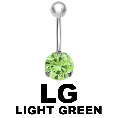 Steel Bananabell with 5.0mm Round Cubic Zirconia Navel