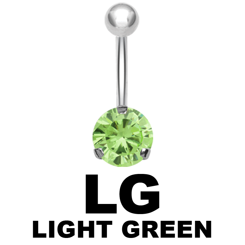 Steel Bananabell with 5.0mm Round Cubic Zirconia Ombelico