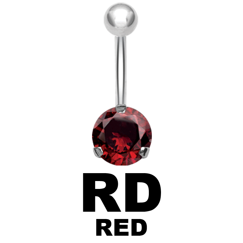 Steel Bananabell with 5.0mm Round Cubic Zirconia Ombelico
