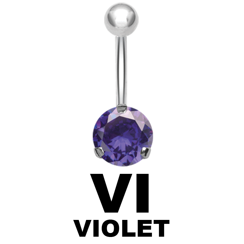 Steel Bananabell with 5.0mm Round Cubic Zirconia Ombelico