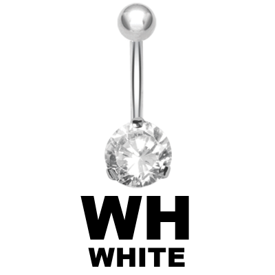 Steel Bananabell with 5.0mm Round Cubic Zirconia Navel