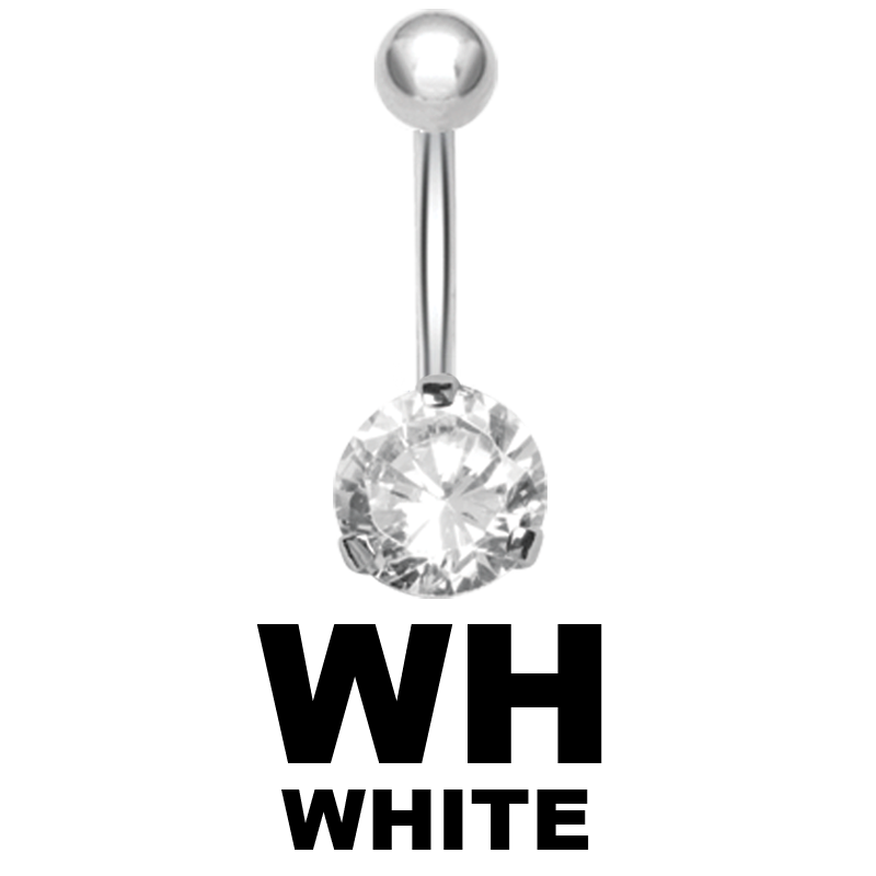 Steel Bananabell with 5.0mm Round Cubic Zirconia Ombelico