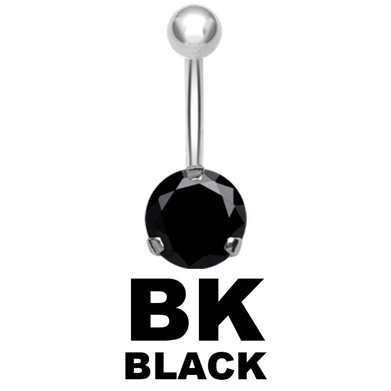 Steel Bananabell with 6.0mm Round Cubic Zirconia Ombelico