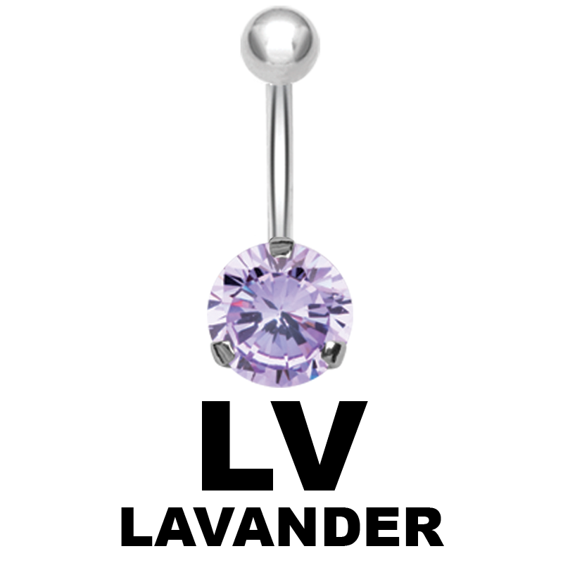 Steel Bananabell with 6.0mm Round Cubic Zirconia Ombelico