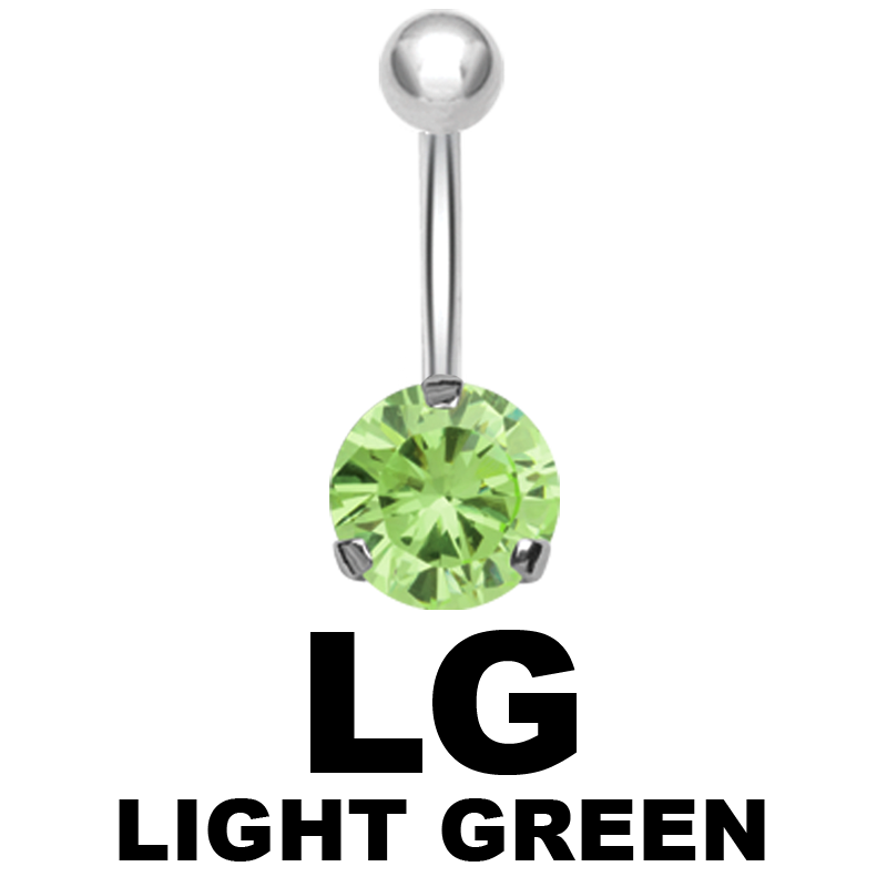 Steel Bananabell with 6.0mm Round Cubic Zirconia Ombelico