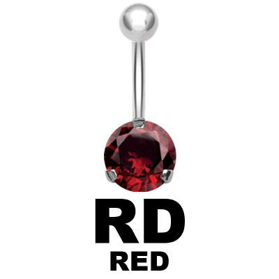Steel Bananabell with 6.0mm Round Cubic Zirconia Navel