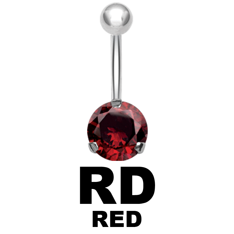 Steel Bananabell with 6.0mm Round Cubic Zirconia Ombelico