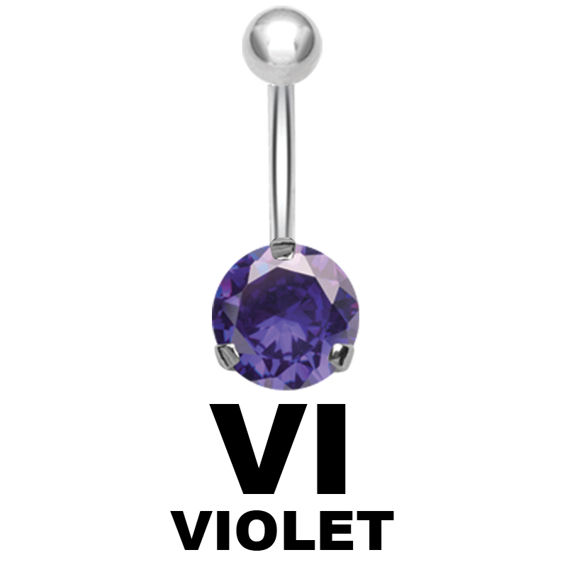 Steel Bananabell with 6.0mm Round Cubic Zirconia Ombelico