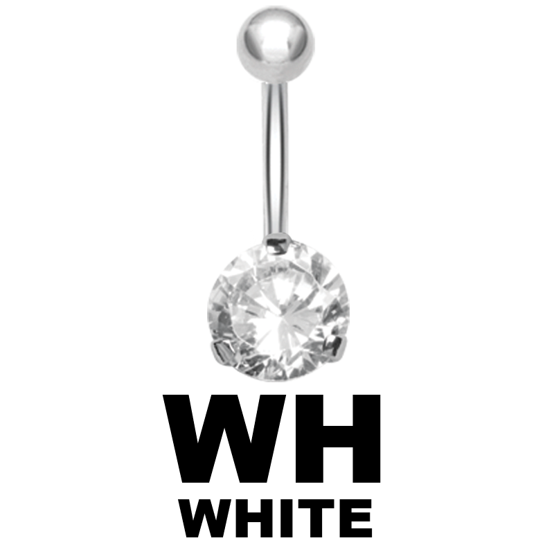 Steel Bananabell with 6.0mm Round Cubic Zirconia Ombelico