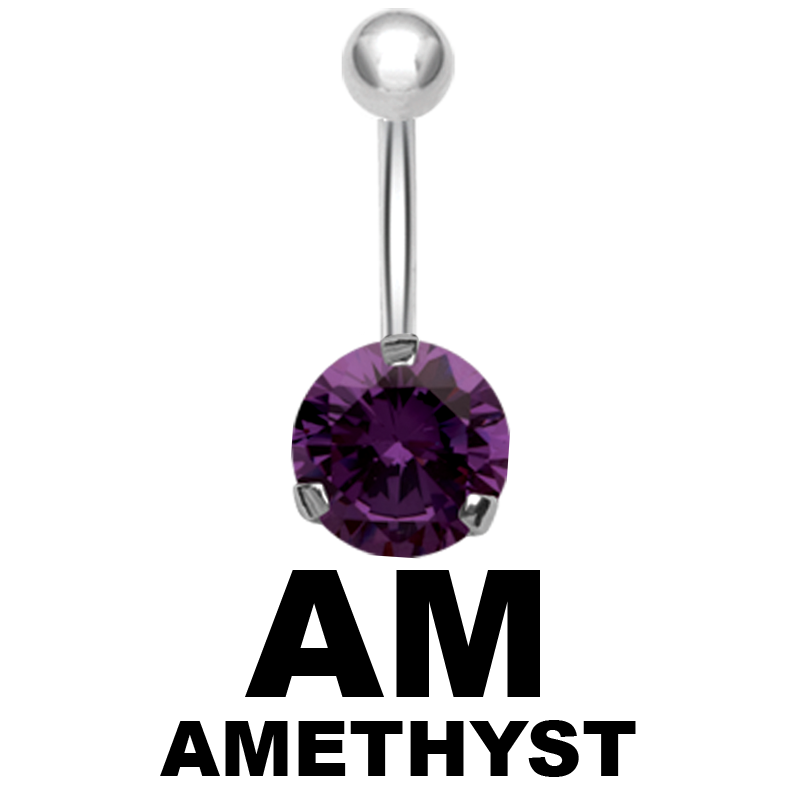 Steel Bananabell with 8.0mm Round Cubic Zirconia Ombelico