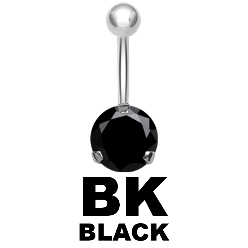 Steel Bananabell with 8.0mm Round Cubic Zirconia Ombelico