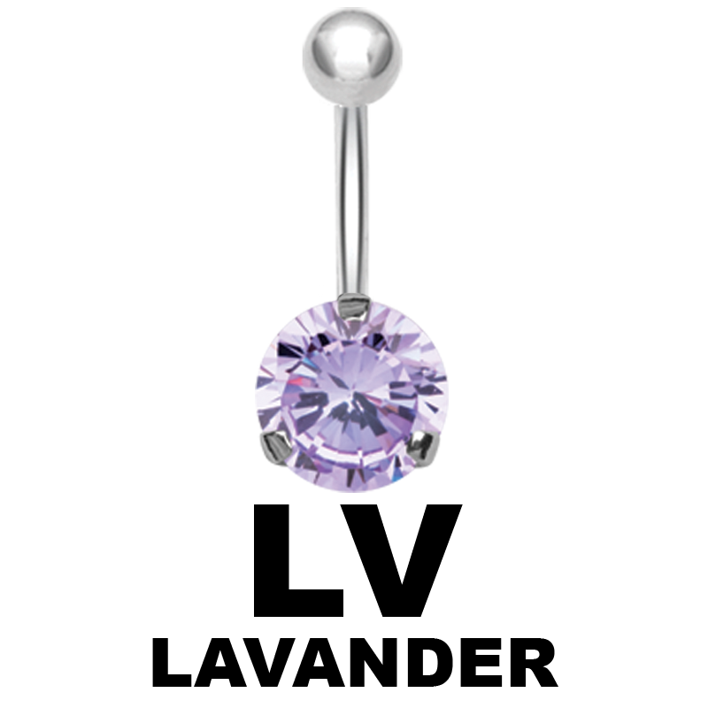 Steel Bananabell with 8.0mm Round Cubic Zirconia Ombelico